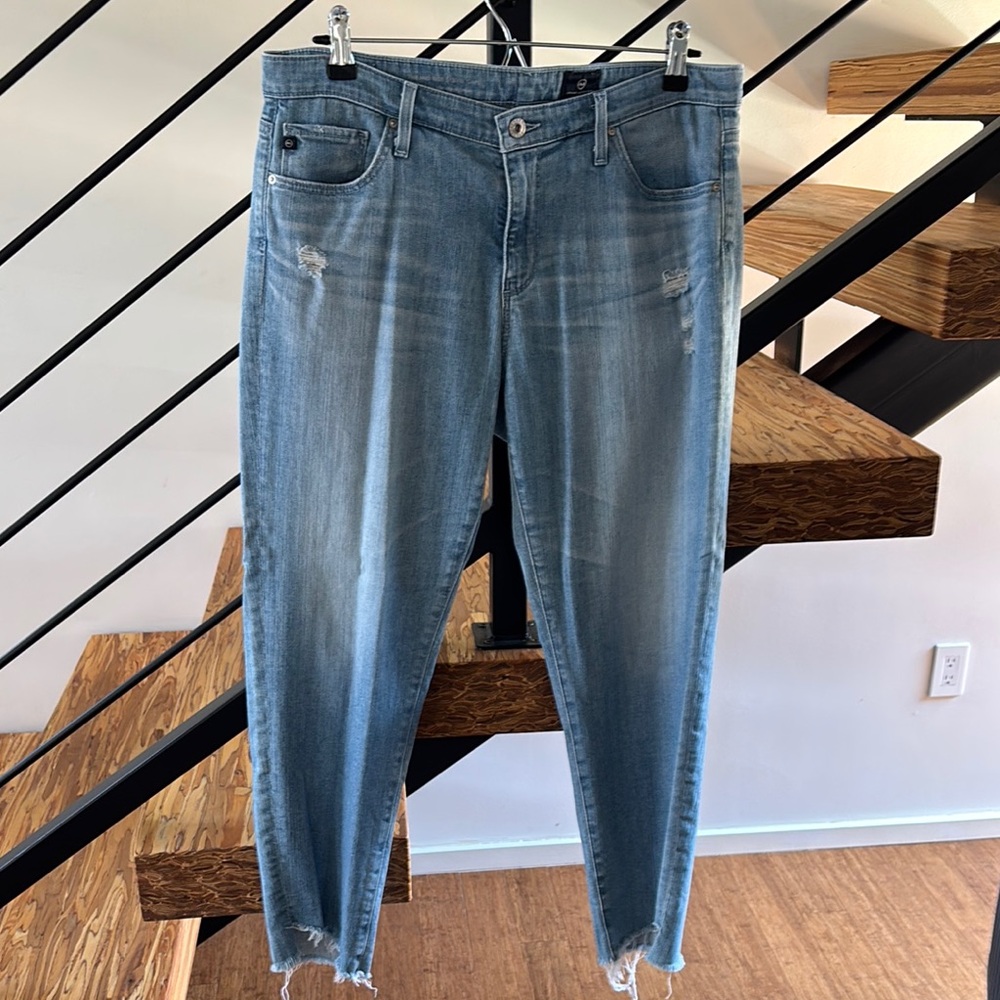 Ag Adriano Goldschmied Blue Ankle Cropped Jeans